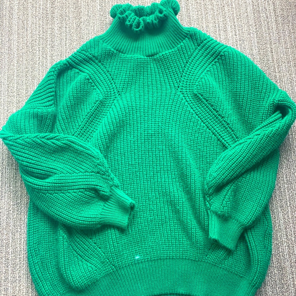Bright green top shop sweater with neck detailing